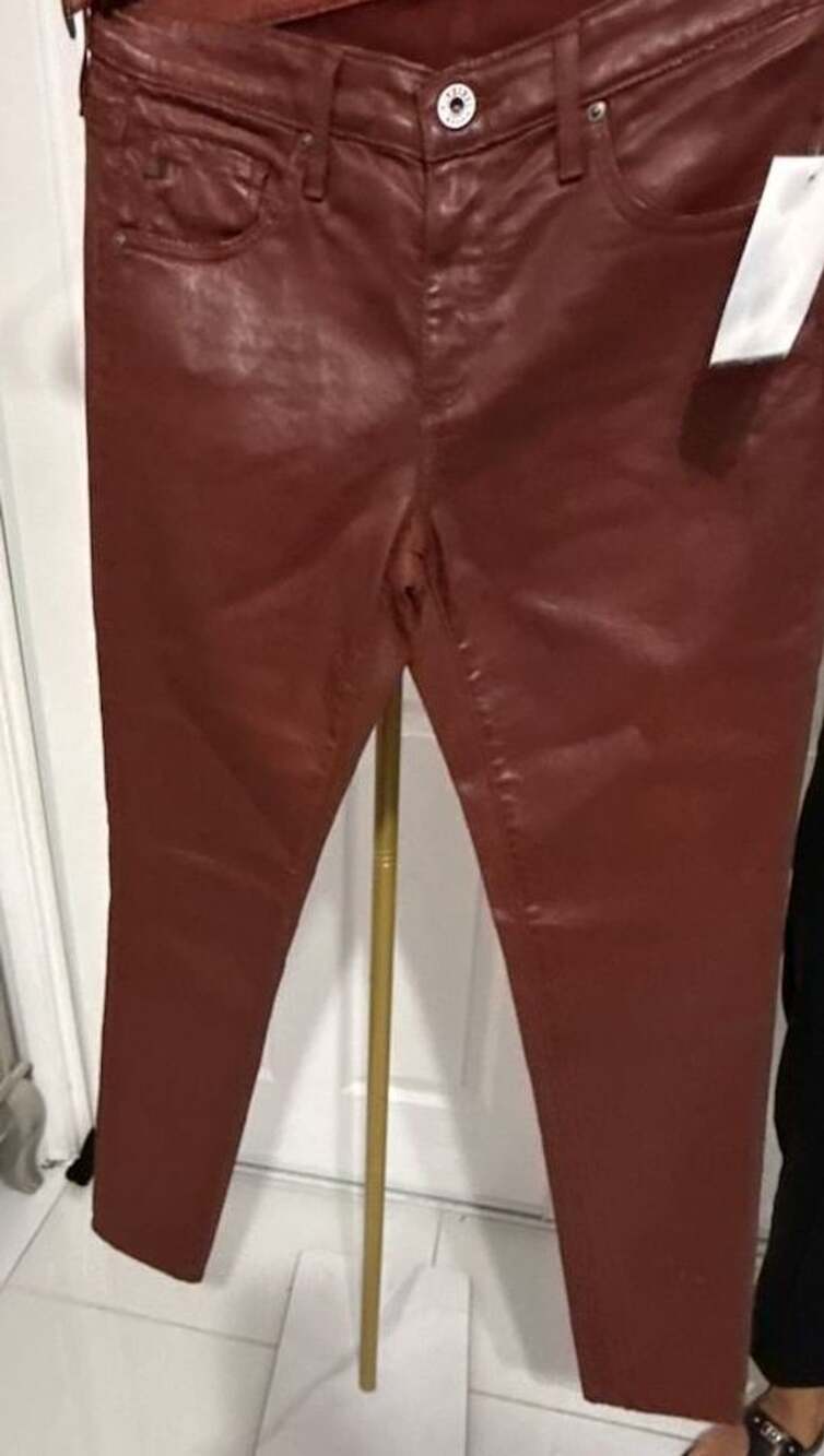 AG The Legging Ankle Size 27 Red Coated Super Skinny Jeans